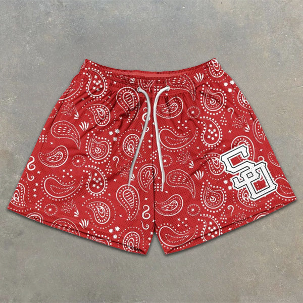 Paisley All Over Graphic Print Elastic Shorts