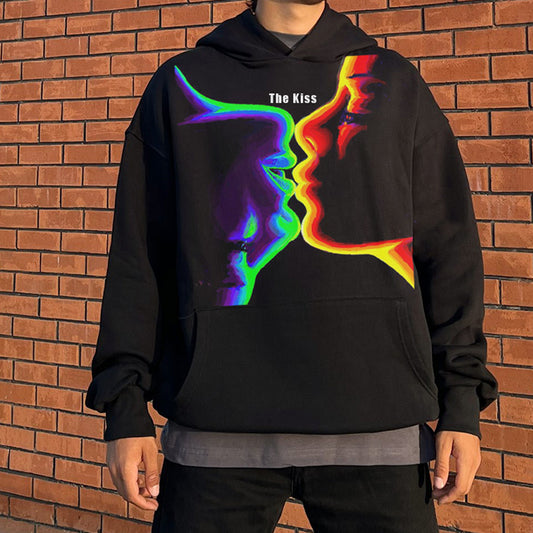 The kiss Graphic Fleece Hoodie Street Trendy