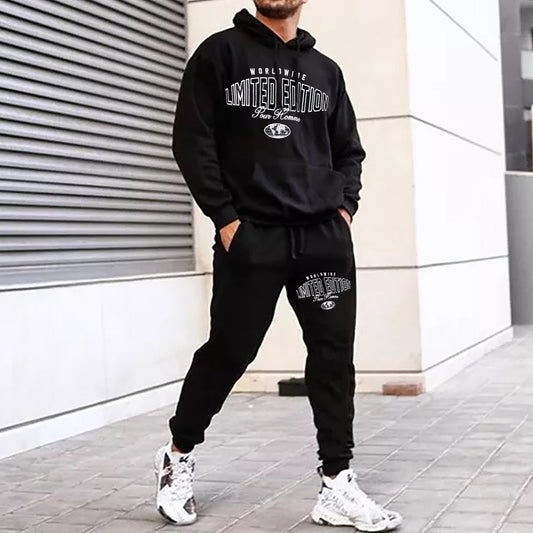 Casual Limited Edition Print Hoodie And Pants Two Piece Set