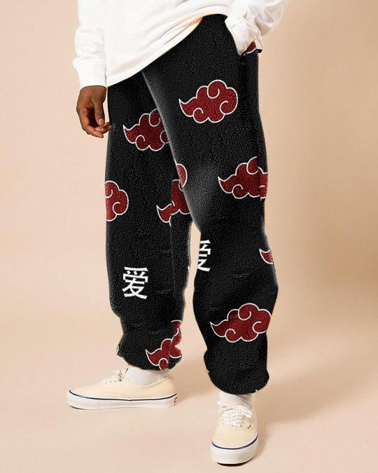 Vintage fashion printed polar fleece trousers