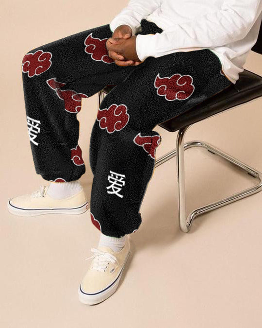 Vintage fashion printed polar fleece trousers