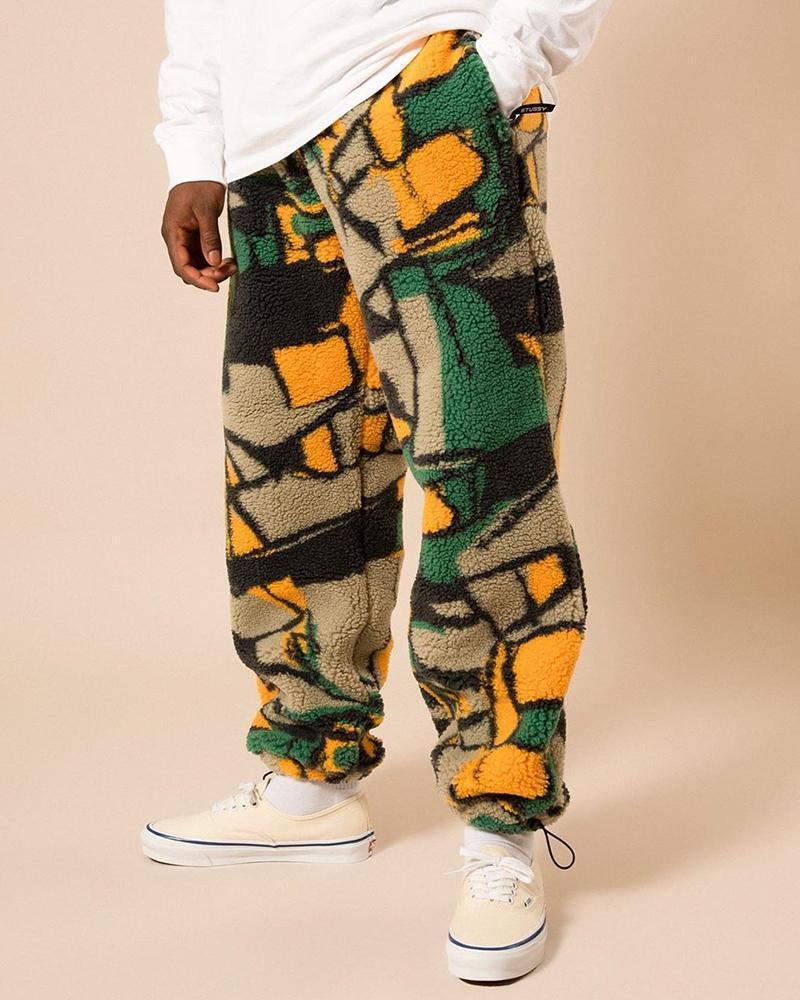 Casual fleece printed trousers