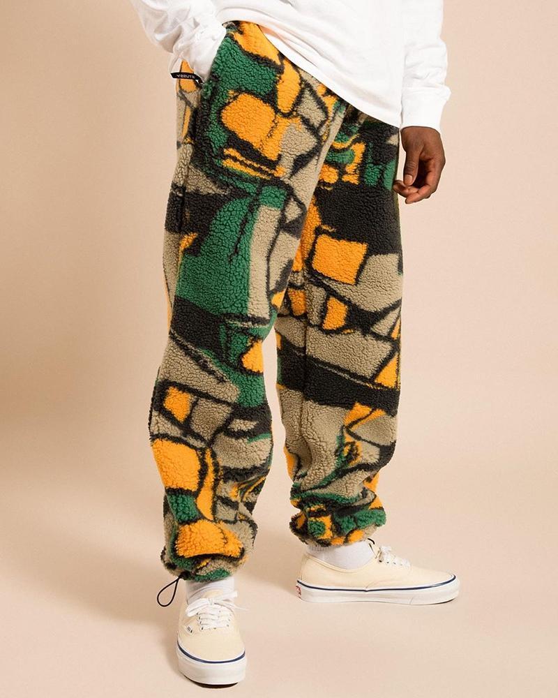 Casual fleece printed trousers