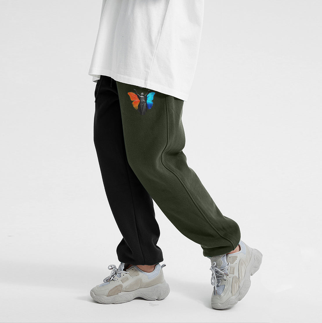 Retro Contrast Casual Plush Street Trousers