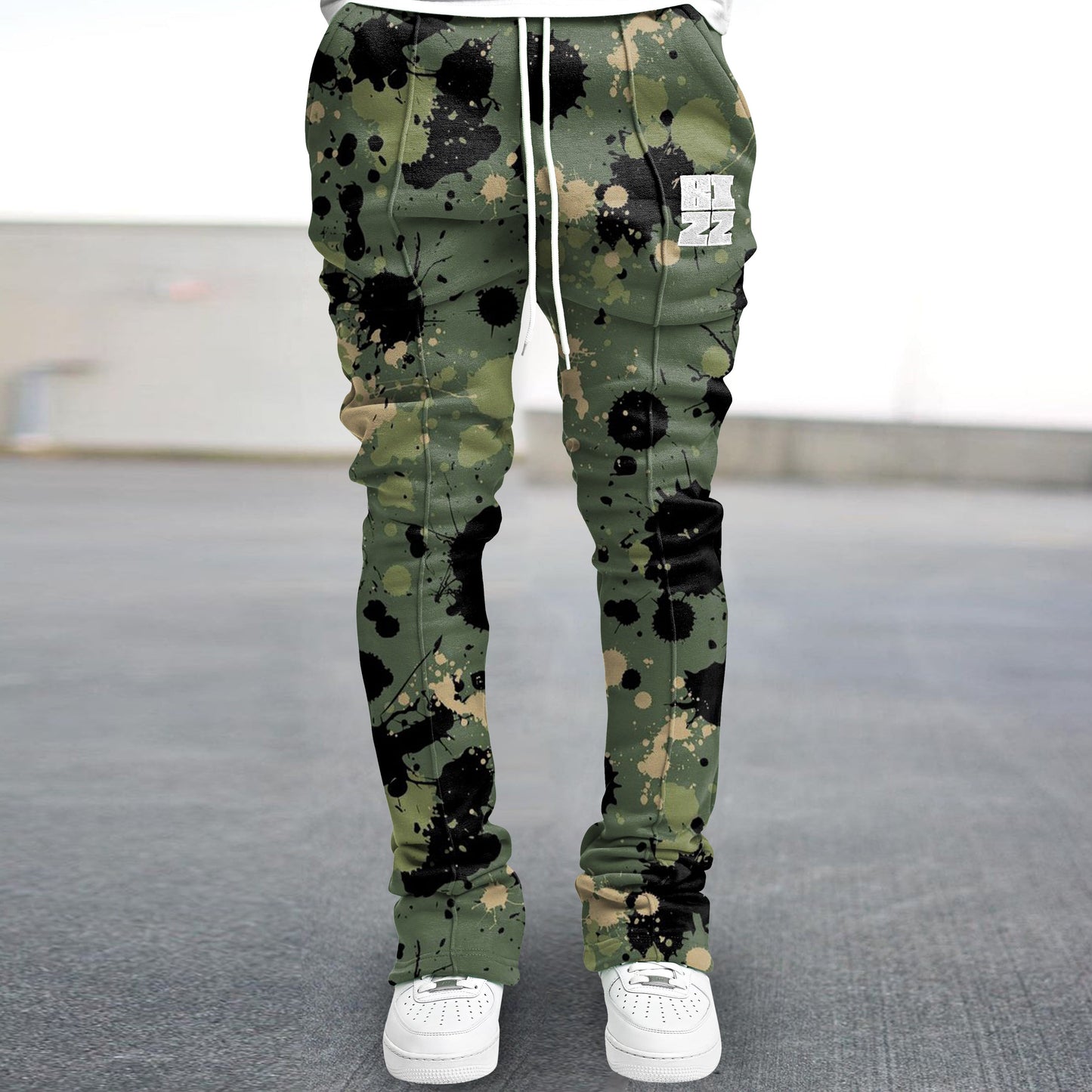 Graffiti Contrast Color Retro Pile Pants Street Trousers