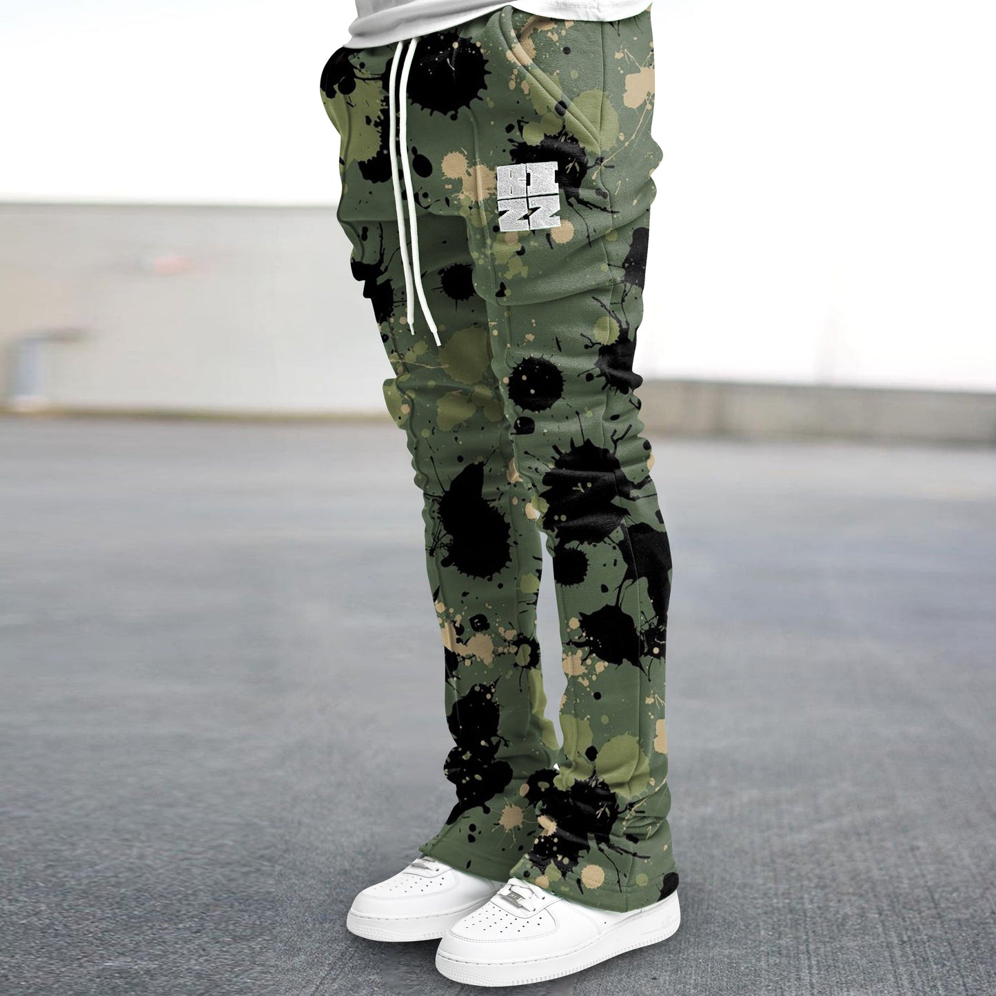 Graffiti Contrast Color Retro Pile Pants Street Trousers