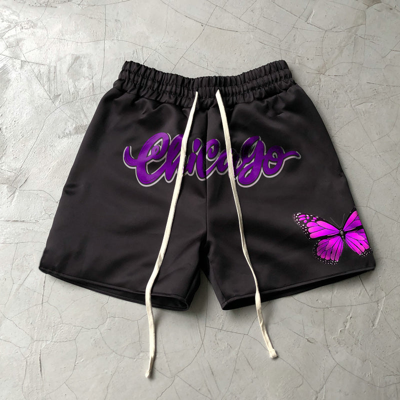 Fashion Retro Casual Butterfly Print Shorts