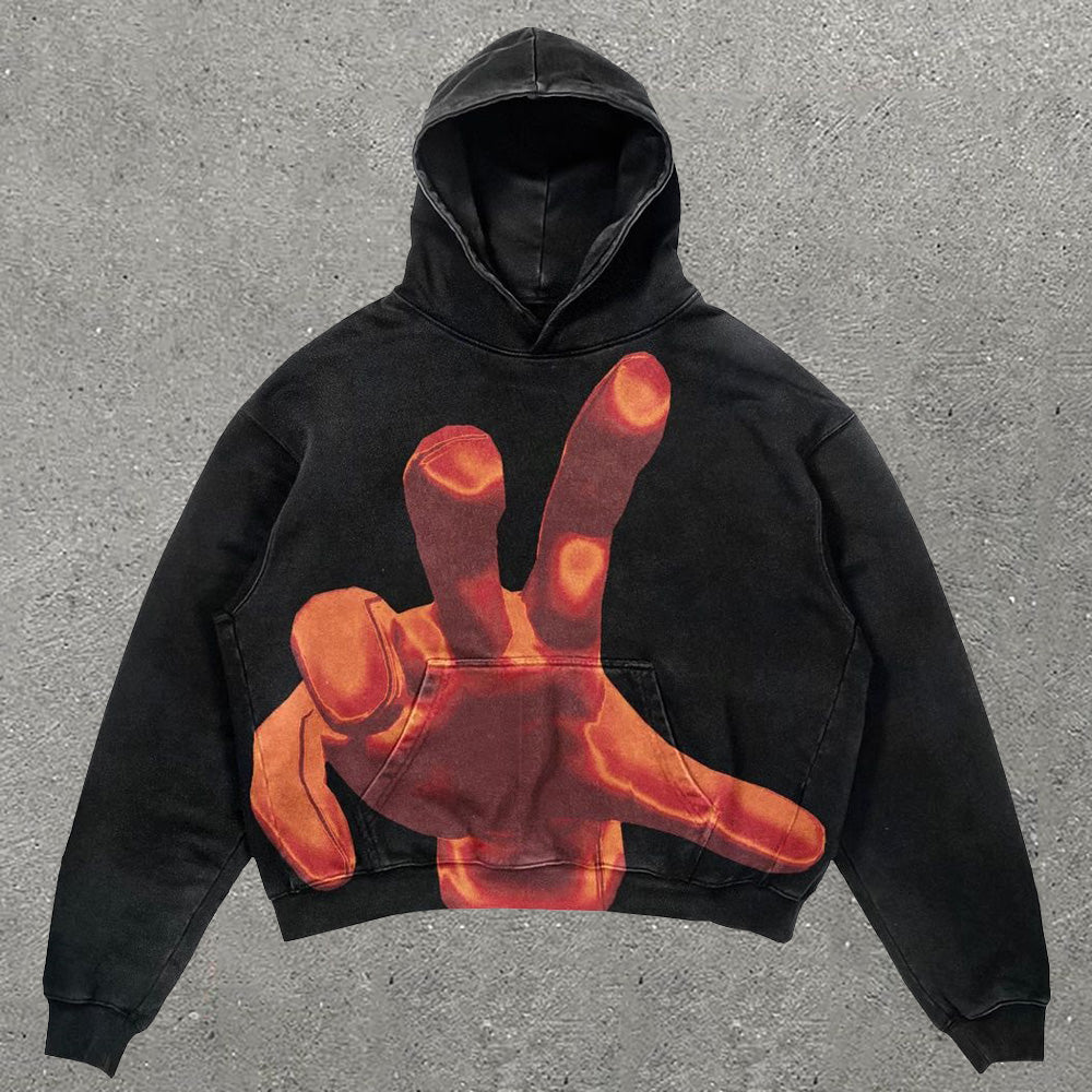 Hand Print Long Sleeve Hoodie