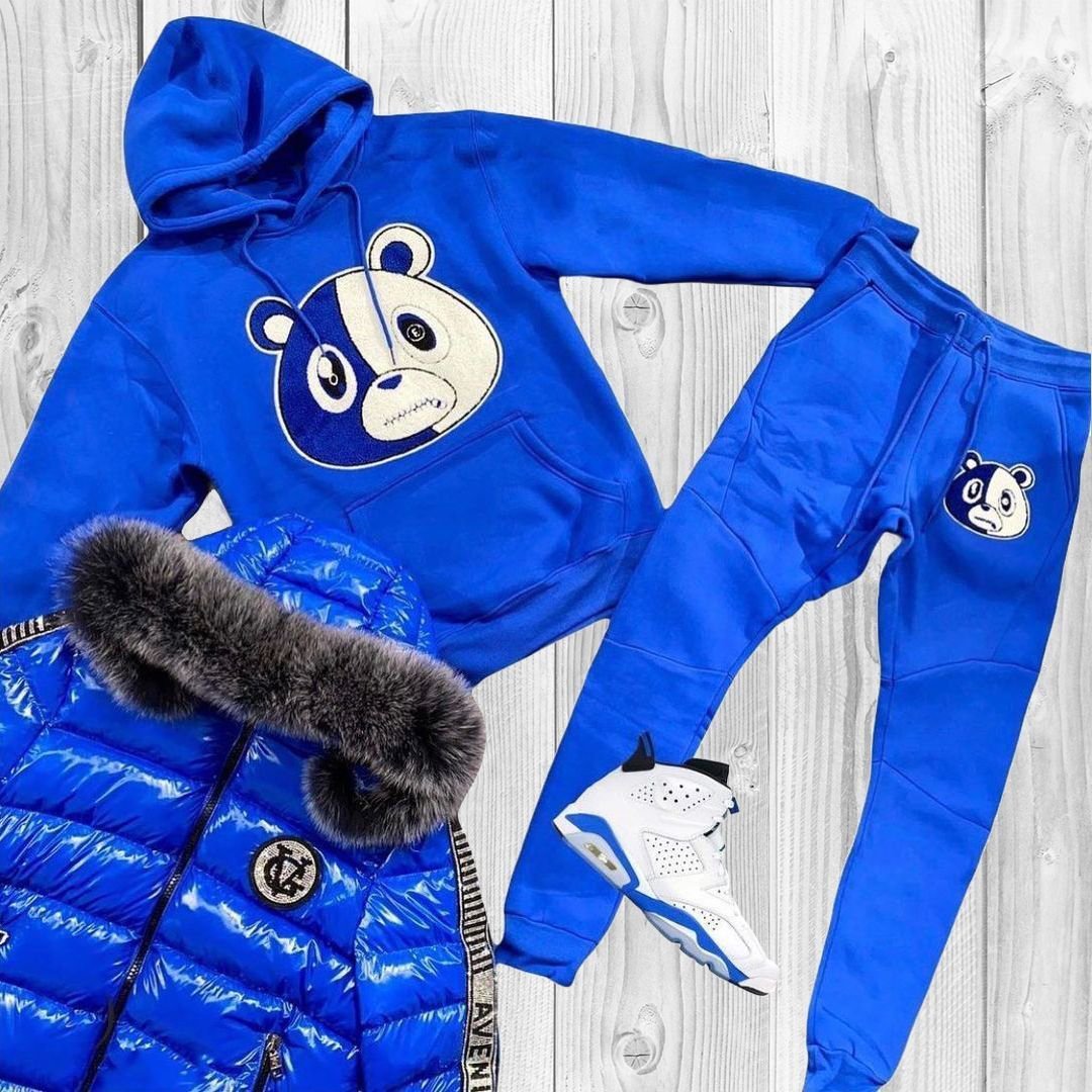 Bear print sweatshirt sweatpants long sleeve suit