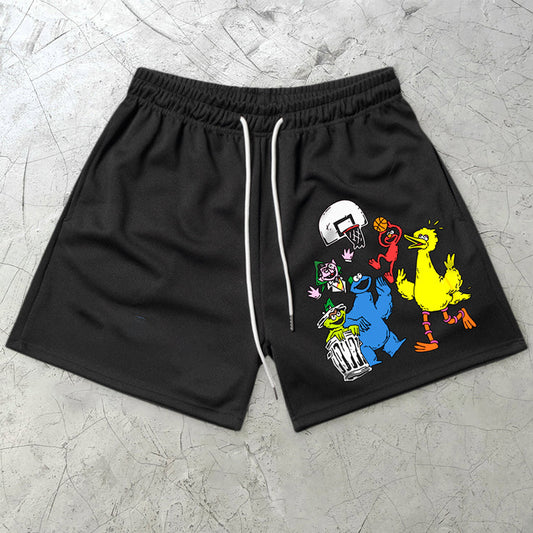 Cartoon personality retro mesh shorts