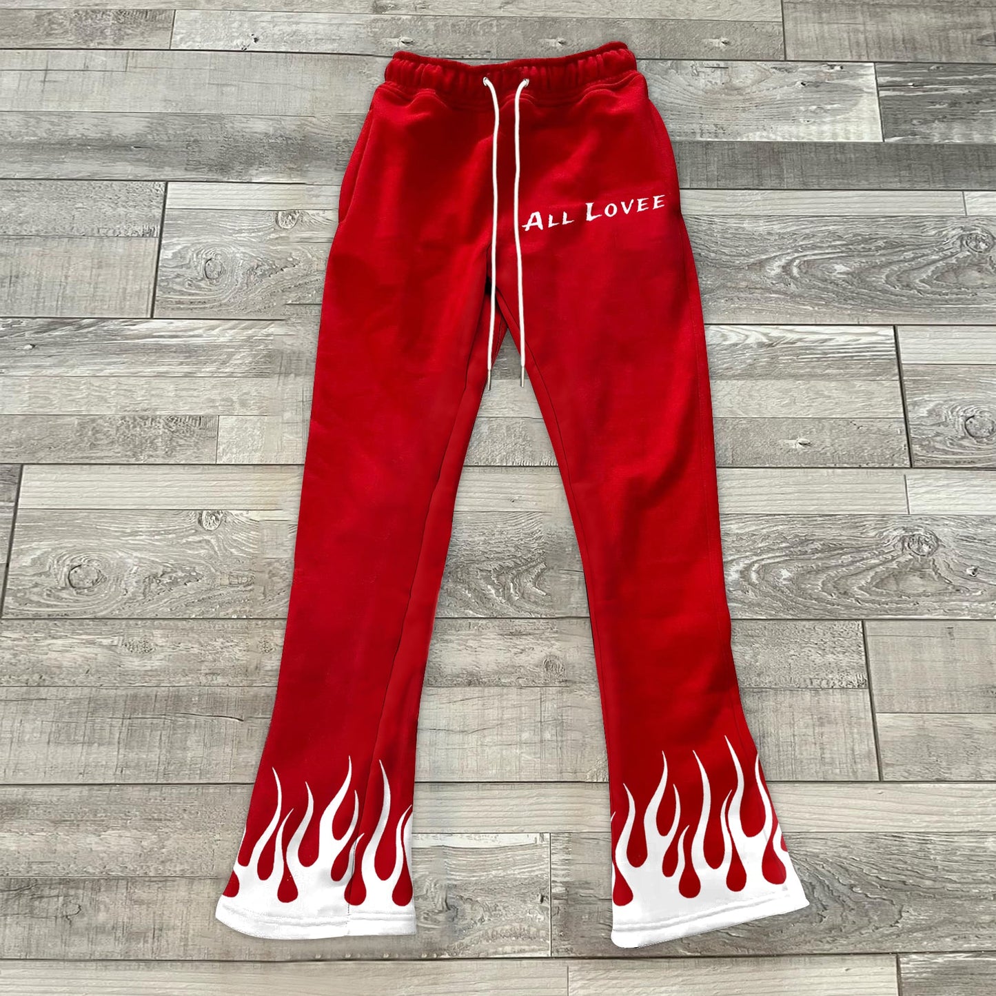 Stylish casual flame print flared trousers