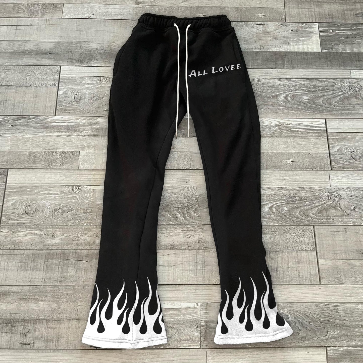 Stylish casual flame print flared trousers