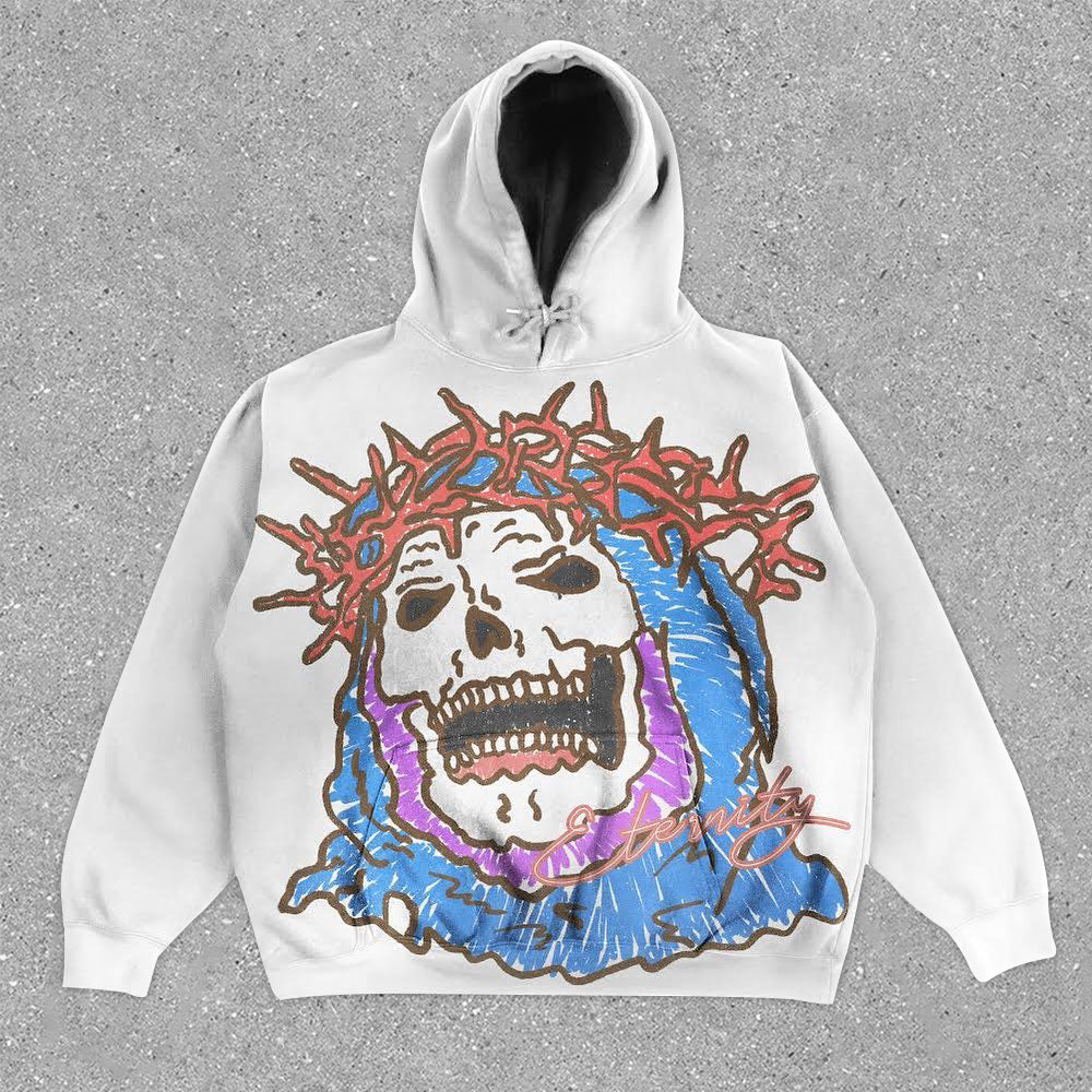 Fashionable Skull Print Long Sleeve Hoodie