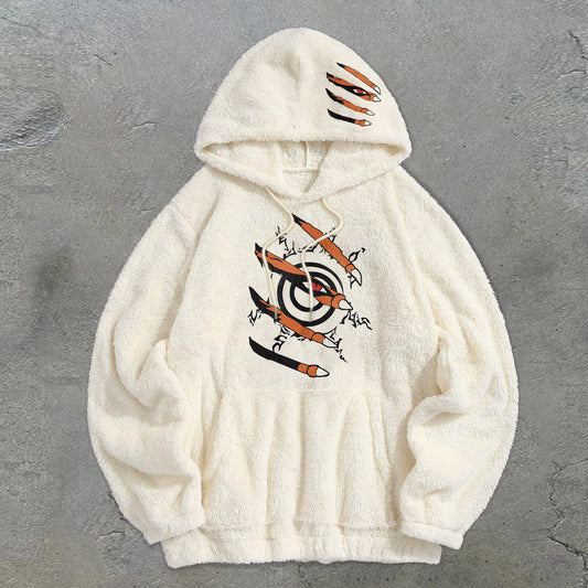 Retro Tide Brand Print Casual Plush Hoodie