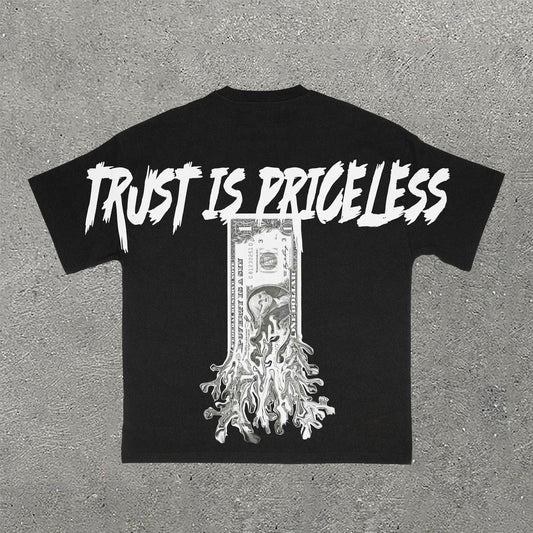 Trust Is Priceless Print Short Sleeve T-Shirt