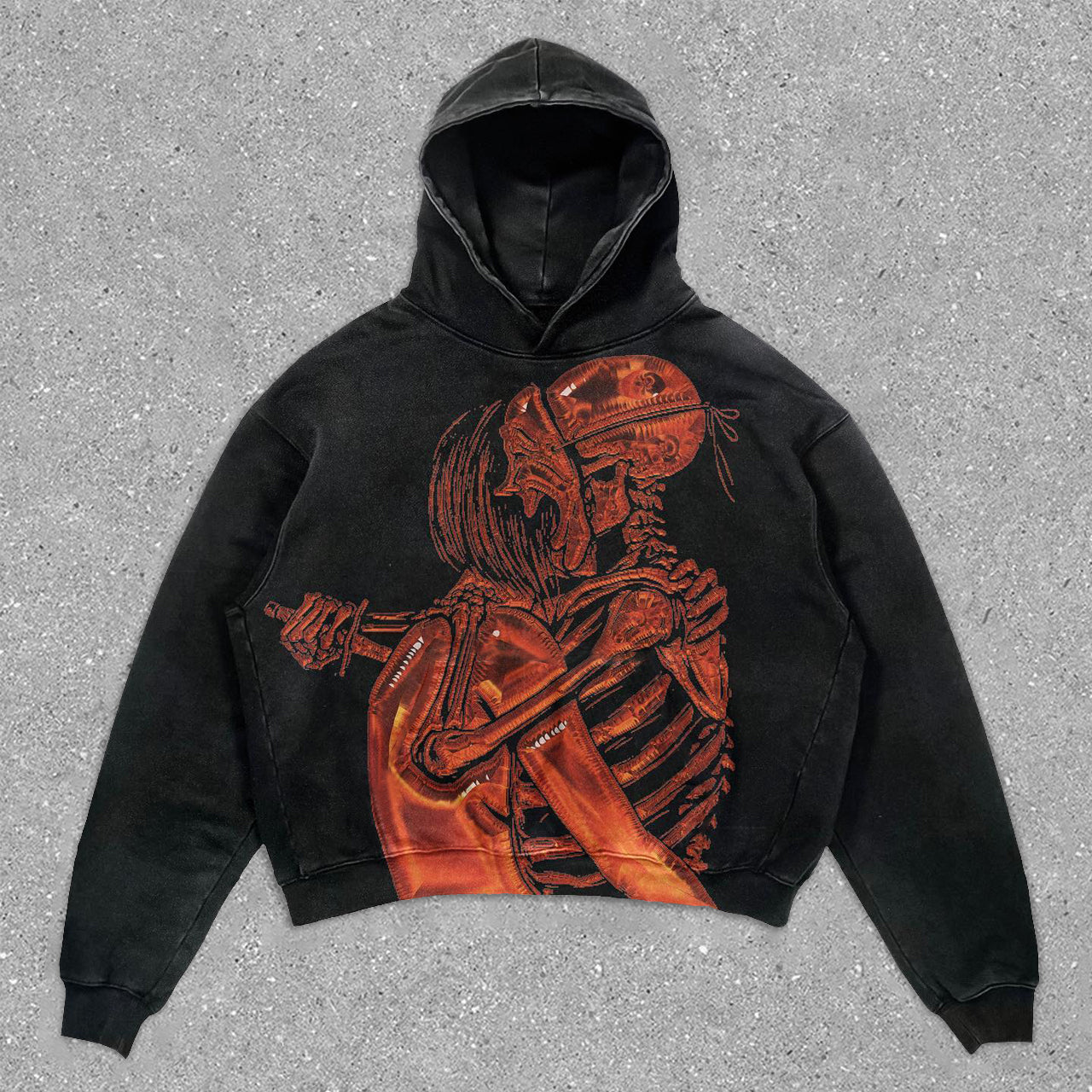 Vintage Skull Long Sleeve Hoodie