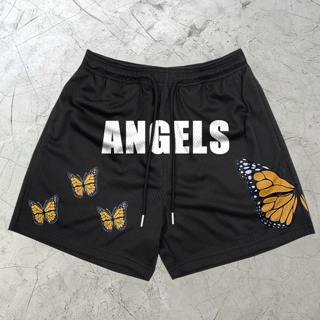 Letter print butterfly fashion sports shorts