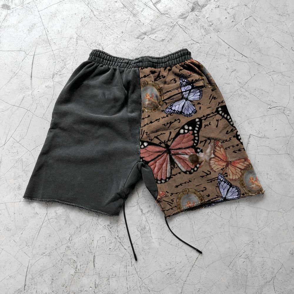 Street print stitching butterfly shorts