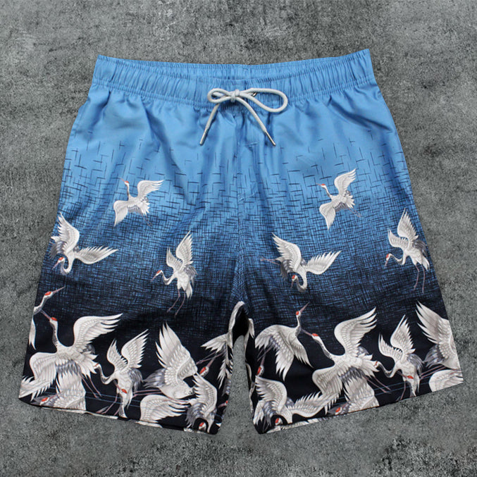 Feihe Seaside Print Casual Beach Shorts