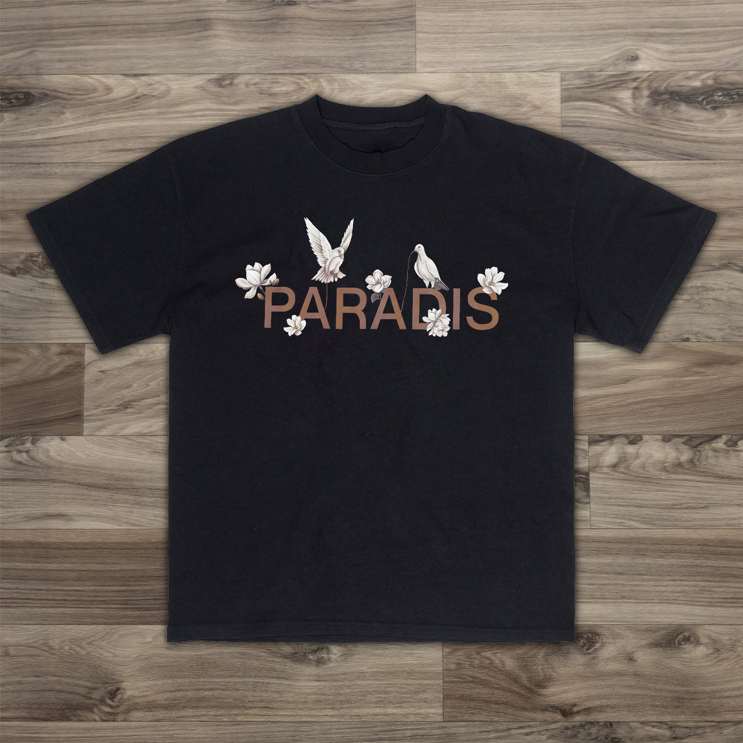 Personalized retro pigeon flower short-sleeved T-shirt