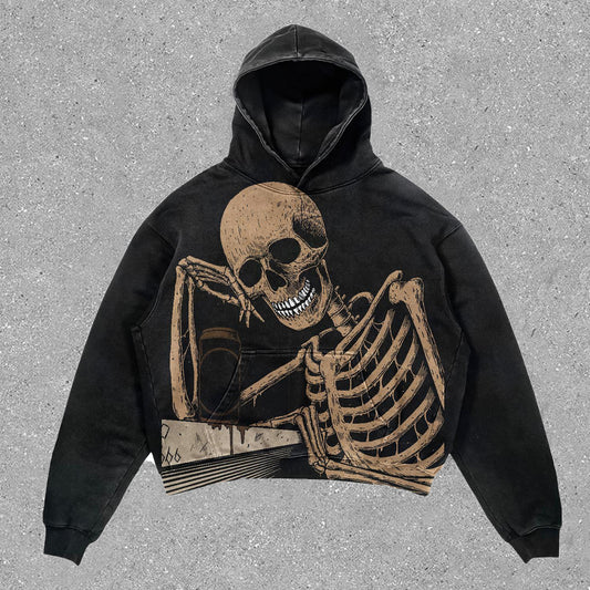 Trendy Retro Skull Long Sleeve Hoodie