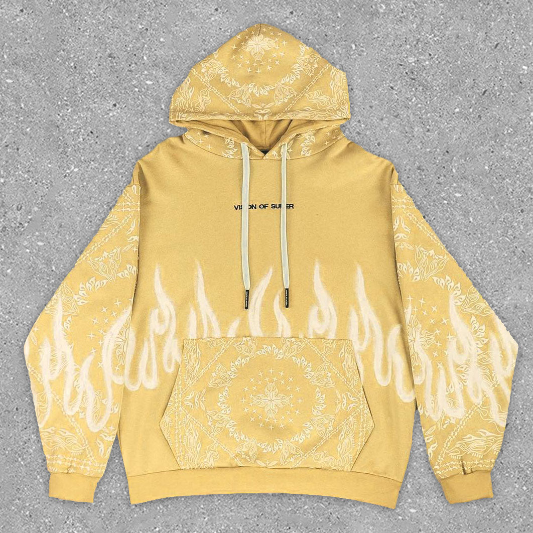 casual statement flame print hoodie