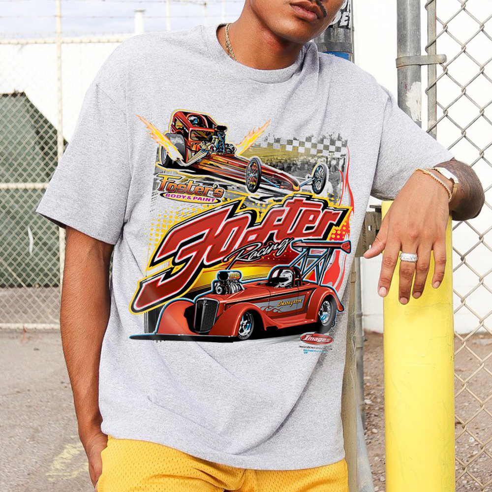 Personalized street style racing print short-sleeved T-shirt