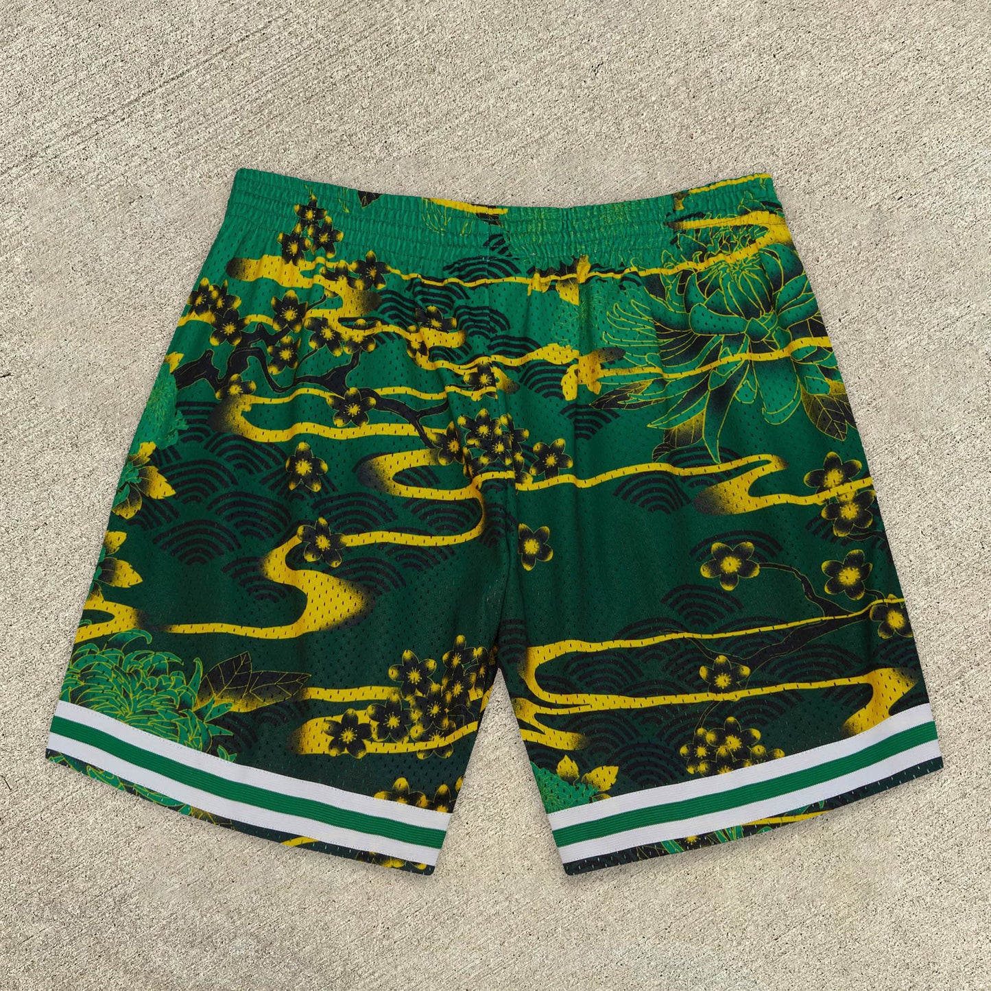 street art print mesh shorts