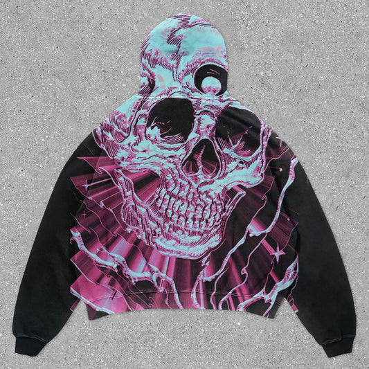 Street Style Skull Print Casual Sports Hoodie