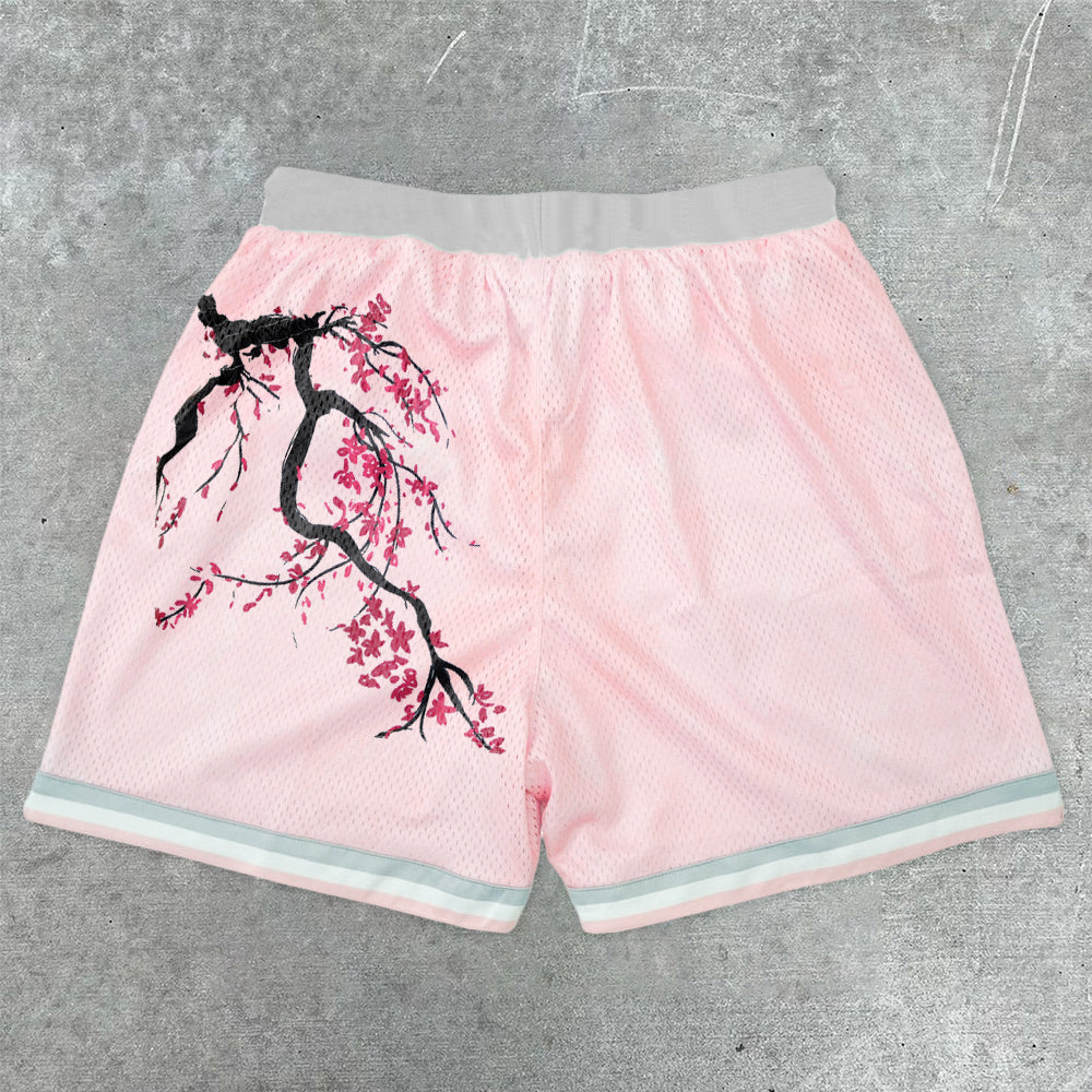 Casual Art Flower Pattern Fashion Mesh Shorts