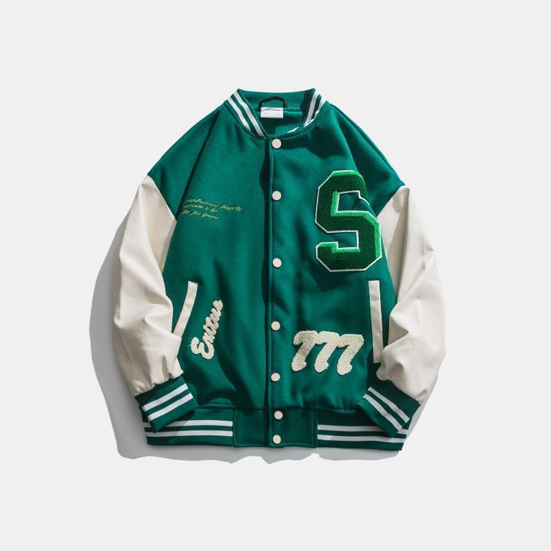 Letter embroidery color matching tooling baseball uniform tide brand loose trend jacket