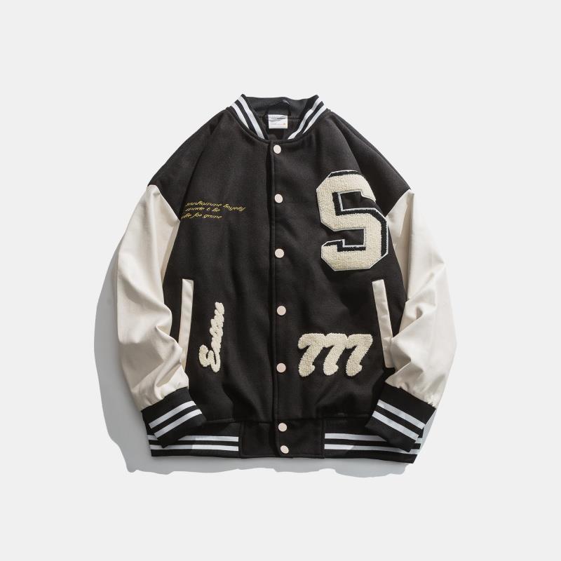 Letter embroidery color matching tooling baseball uniform tide brand loose trend jacket