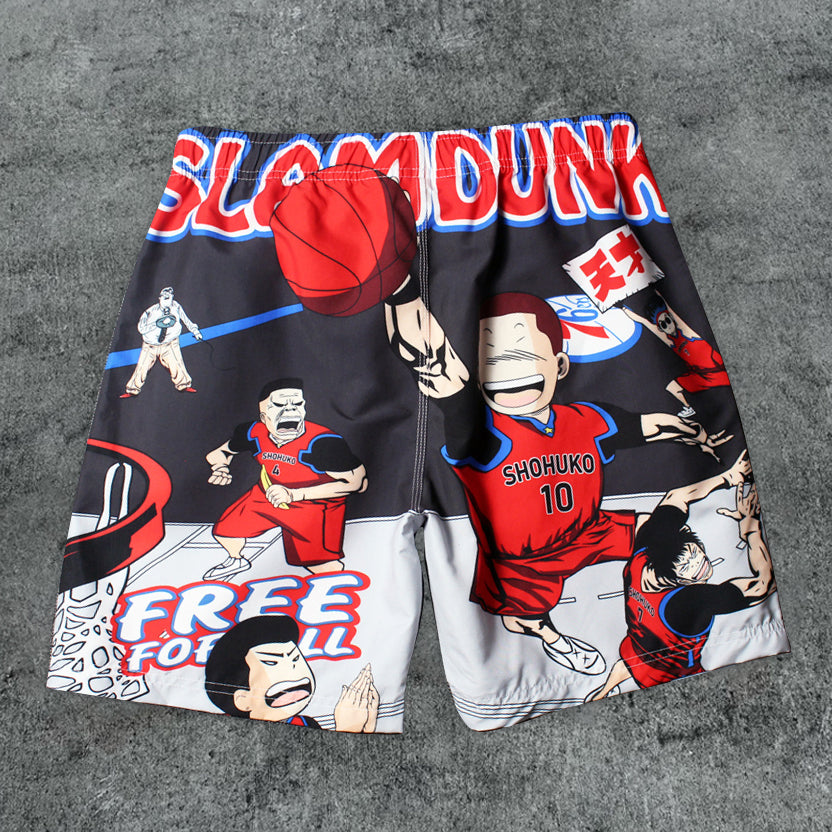 Comic cartoon printed seaside beach shorts