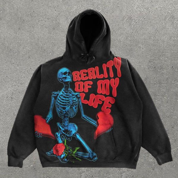 Casual Skull And Letters Print Long Sleeve Hoodie