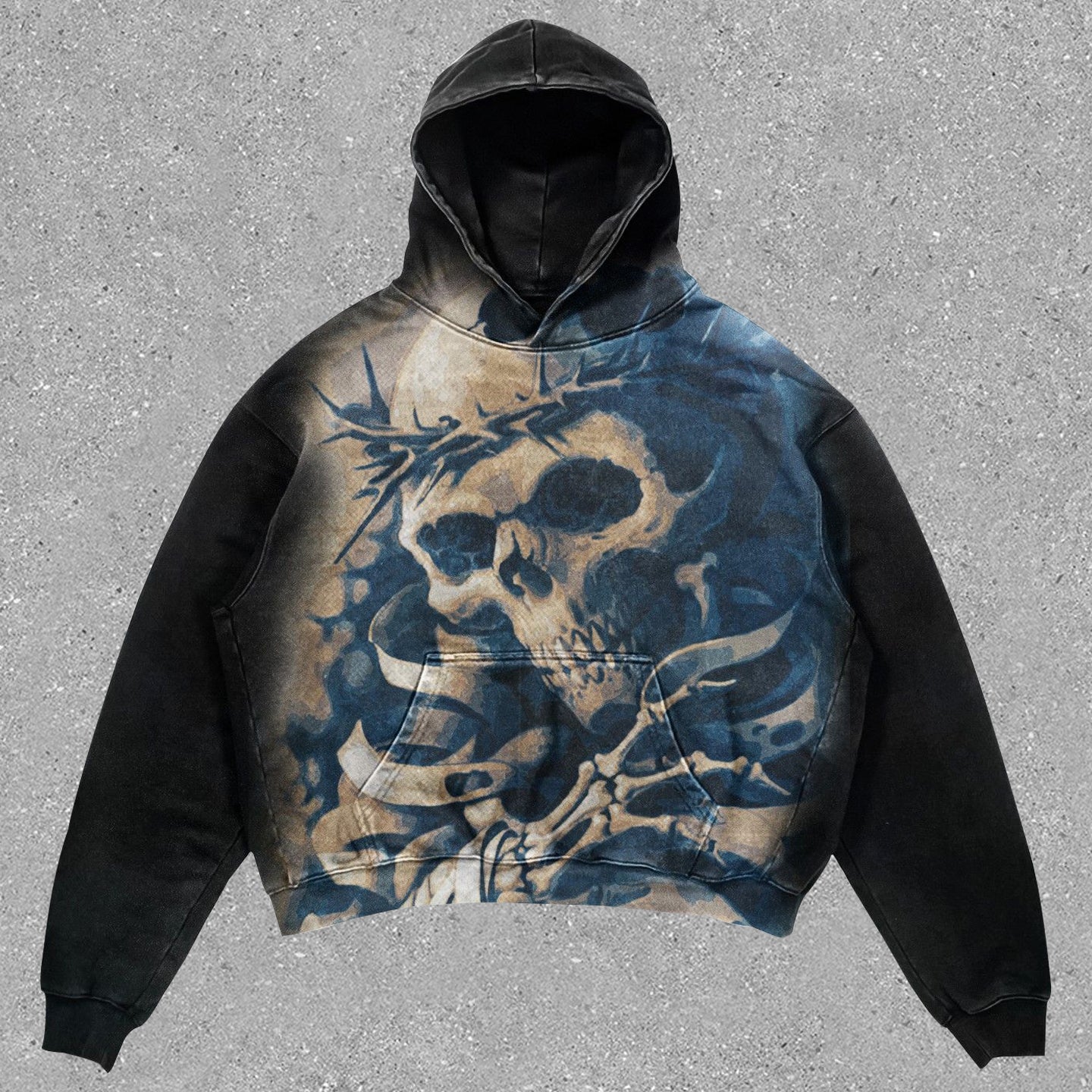 vintage skull print hoodie