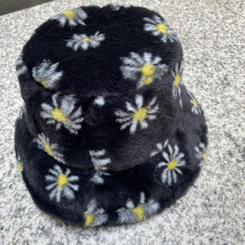 Snowflake Pattern Thickened Fashion Lamb Wool Bucket Hat