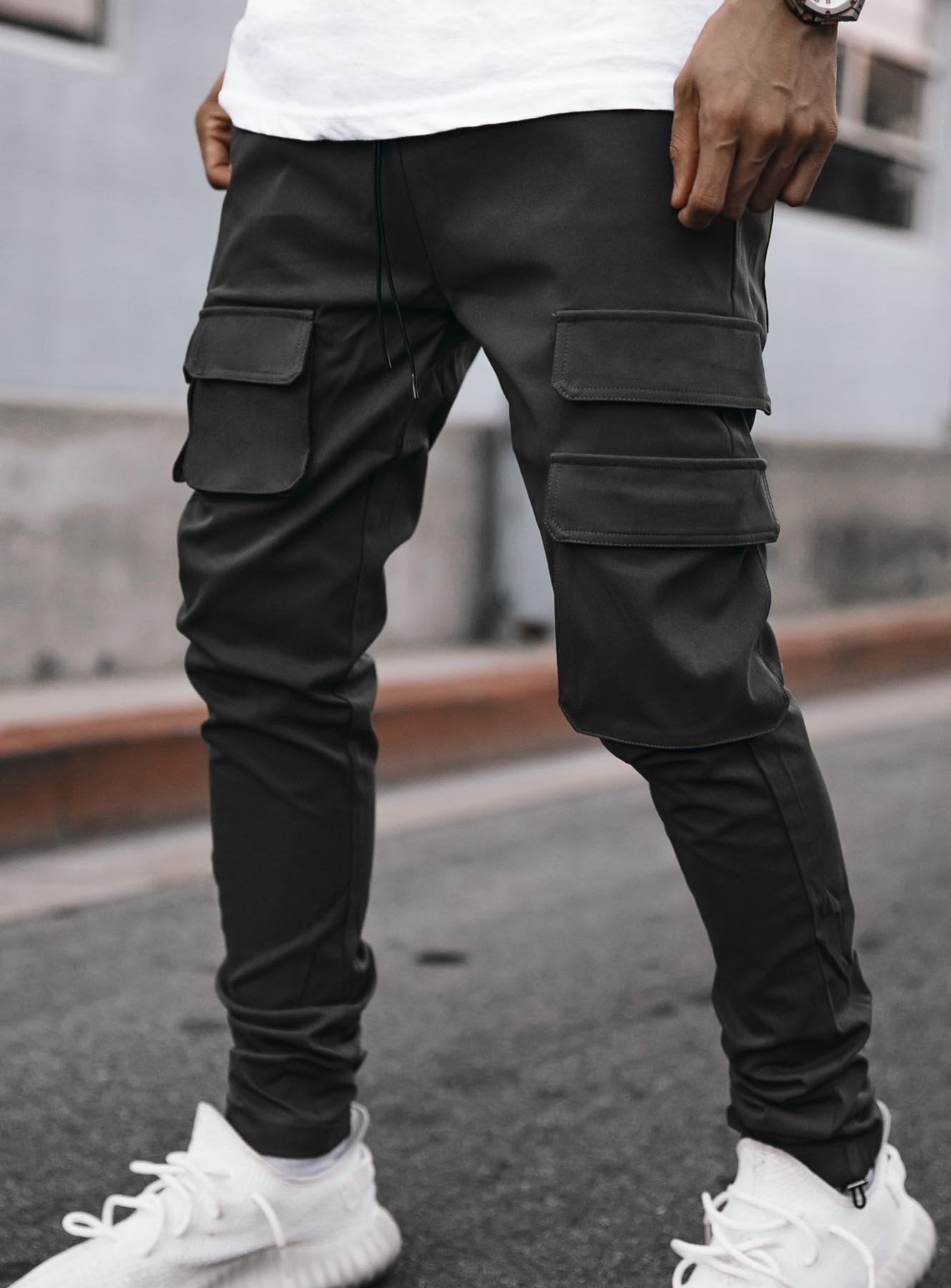 Fashion casual men's trousers personality multi-pocket sports pants