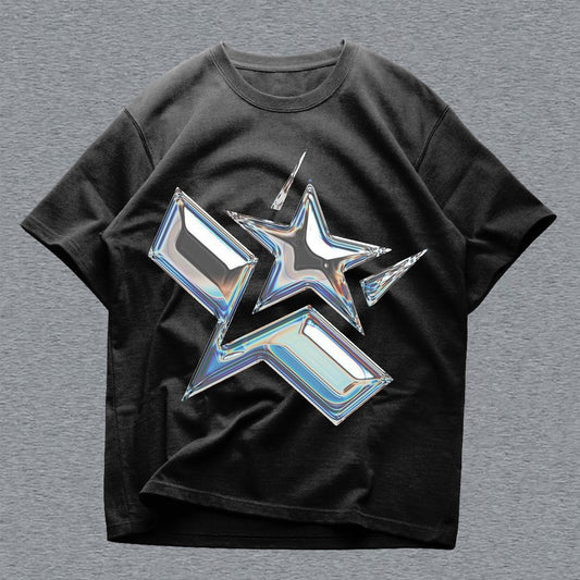 Casual Pentagram Print Short Sleeve T-shirt