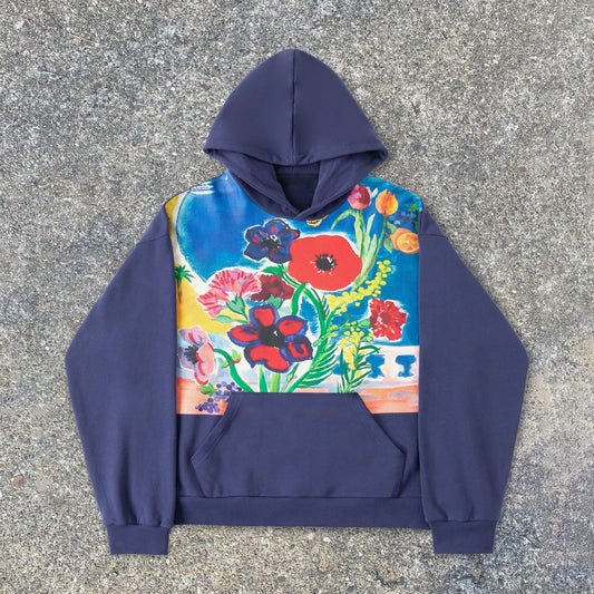 retro streetwear floral print street hoodies