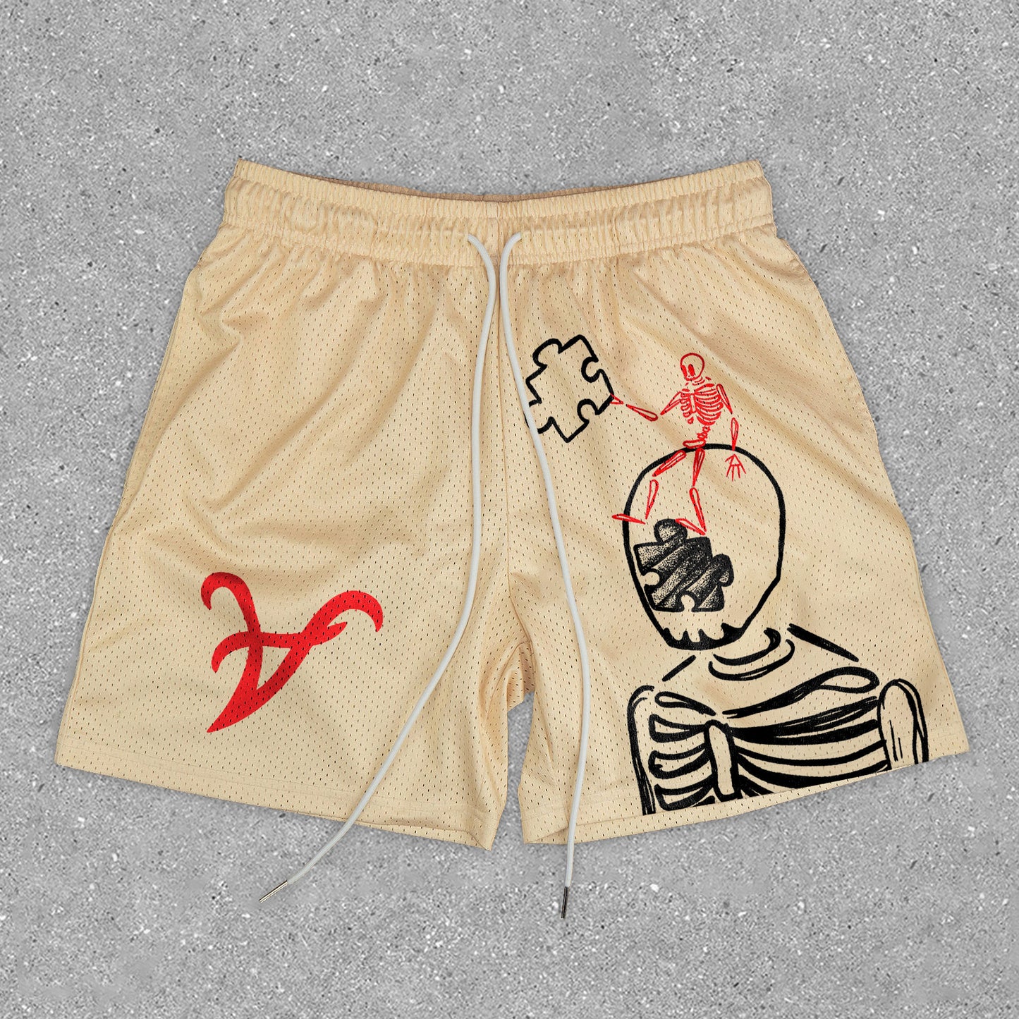 Preppy Puzzle Skull Stretch Shorts