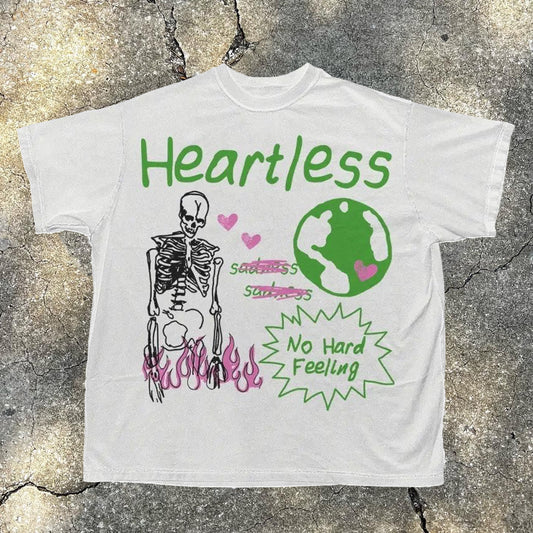 Heartless Print Short Sleeve T-Shirt