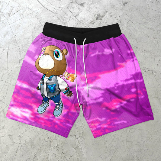 Bear Casual Tie-Dye Mesh Track Shorts