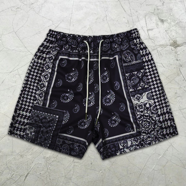 Paisley Graphic Print Elastic Shorts