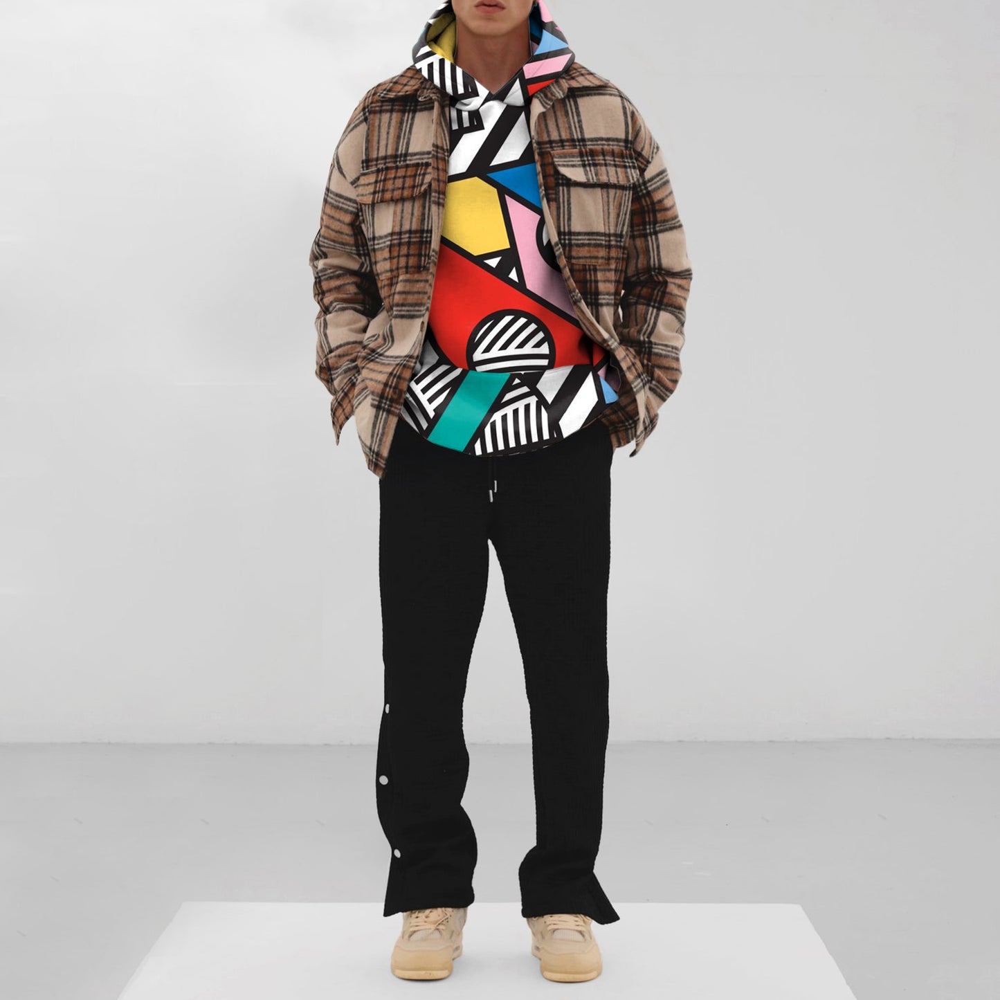 Trendy abstract pattern street bottoming hoodies