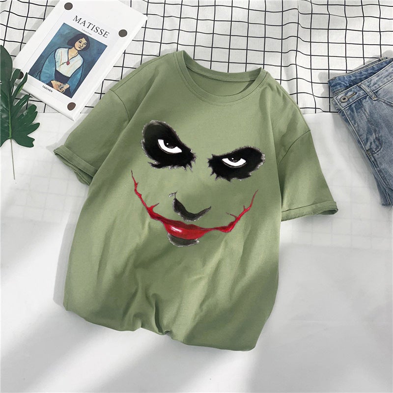 Casual Loose Clown Print Cotton Short Sleeve T-Shirt