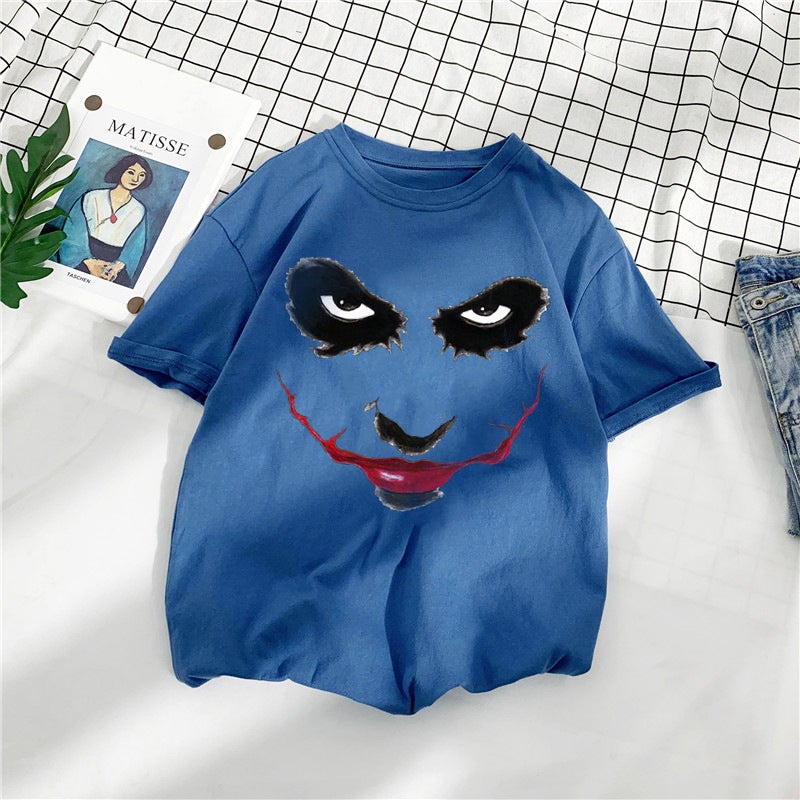 Casual Loose Clown Print Cotton Short Sleeve T-Shirt