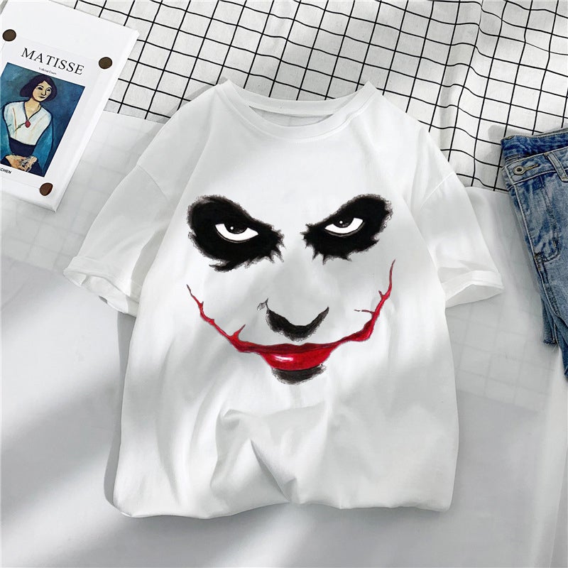 Casual Loose Clown Print Cotton Short Sleeve T-Shirt