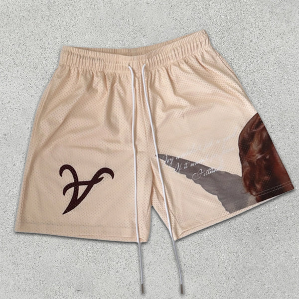 Angel Graphic Print Elastic Shorts