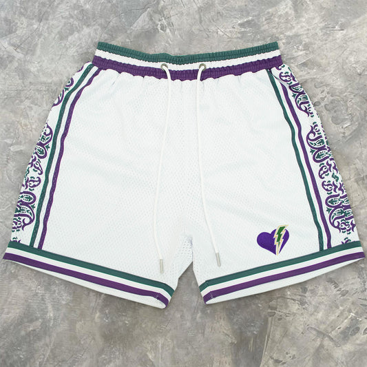 Paneled Contrast Street Mesh Track Shorts