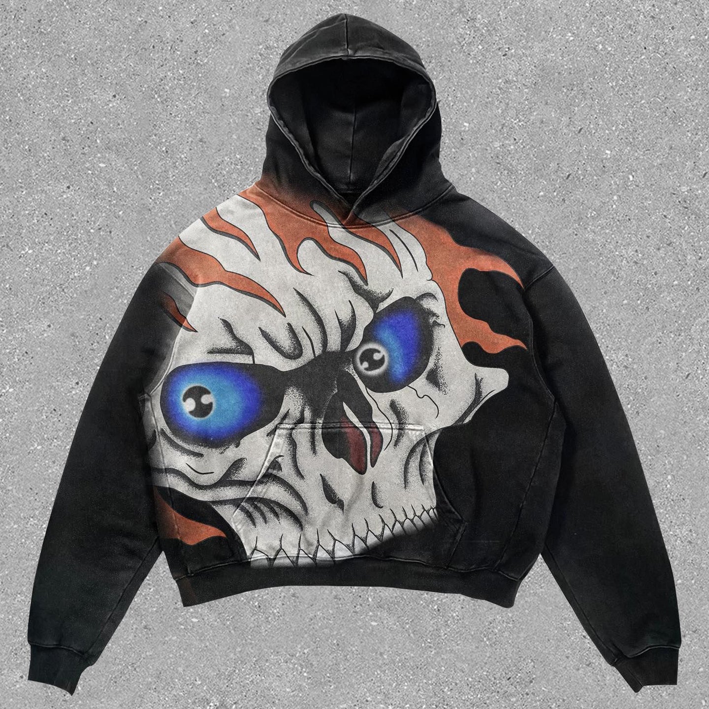 skull statement street print hoodie